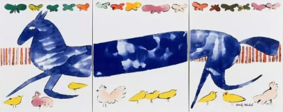 Trzy porcelanowe płyty "Blue Horse" A. Warhol